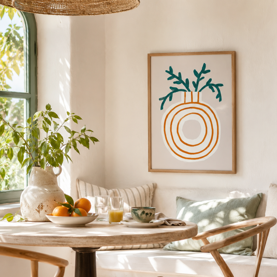Minimalist Orange Ring Vase Botanical Canvas Print