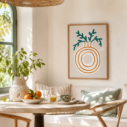 Minimalist Orange Ring Vase Botanical Canvas Print