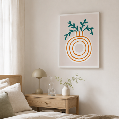 Minimalist Orange Ring Vase Botanical Canvas Print