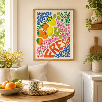 Fresh Fruit Floral Market Canvas Print