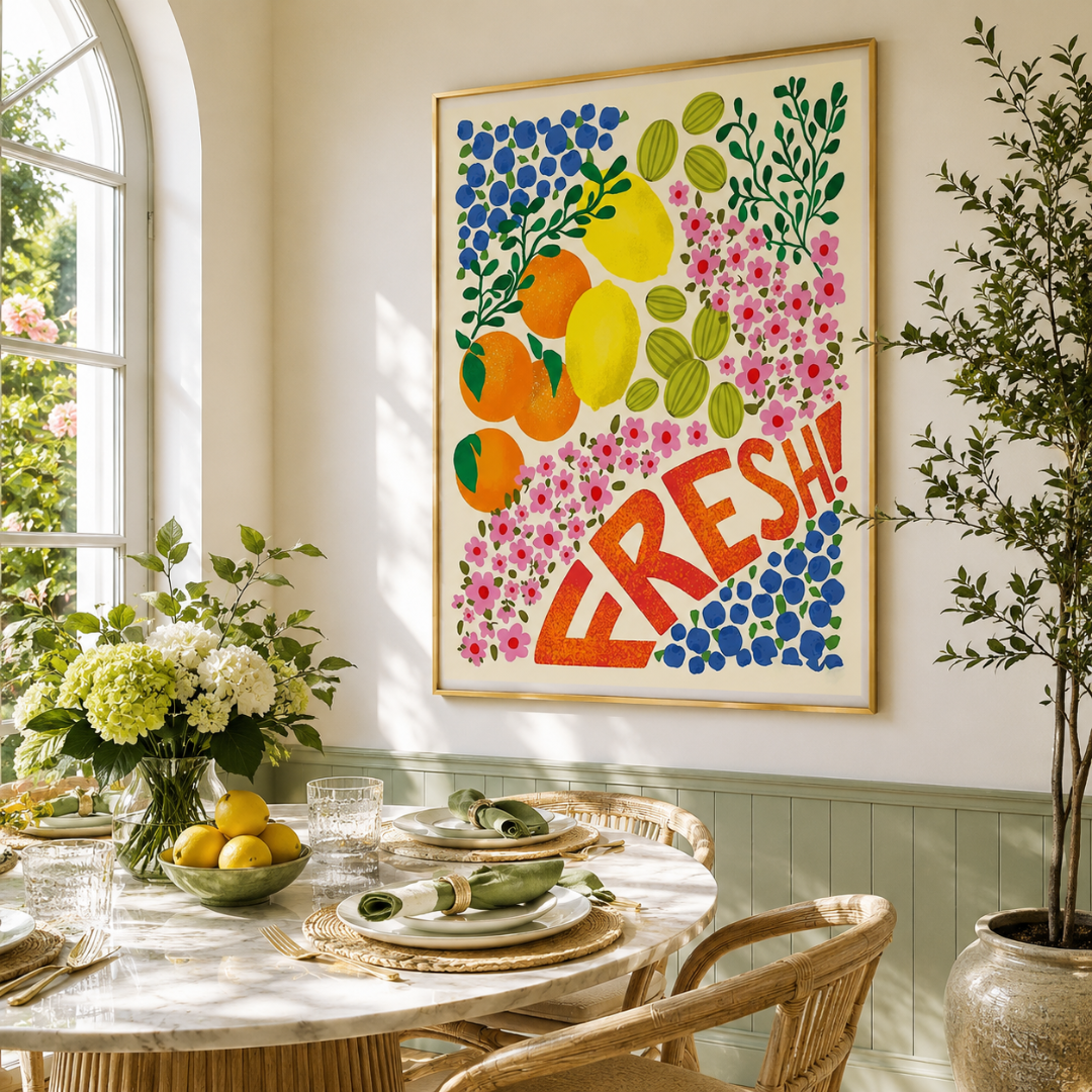 Fresh Fruit Floral Market Canvas Print