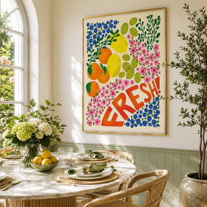 Fresh Fruit Floral Market Canvas Print