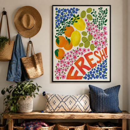 Fresh Fruit Floral Market Canvas Print