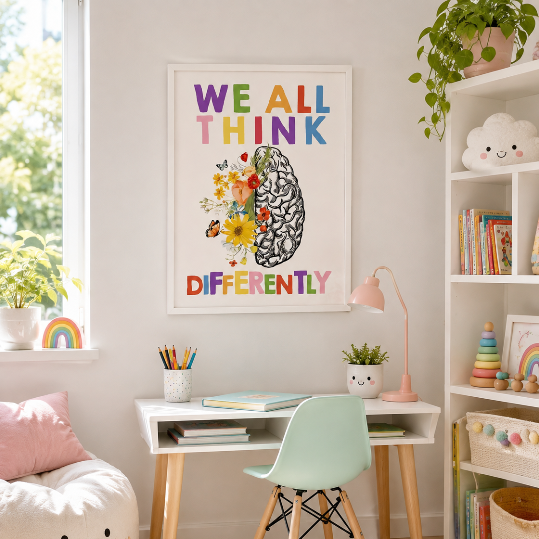 We All Think Differently Botanical Brain Canvas Print