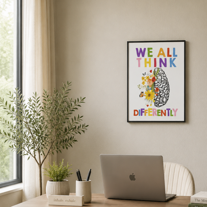 We All Think Differently Botanical Brain Canvas Print