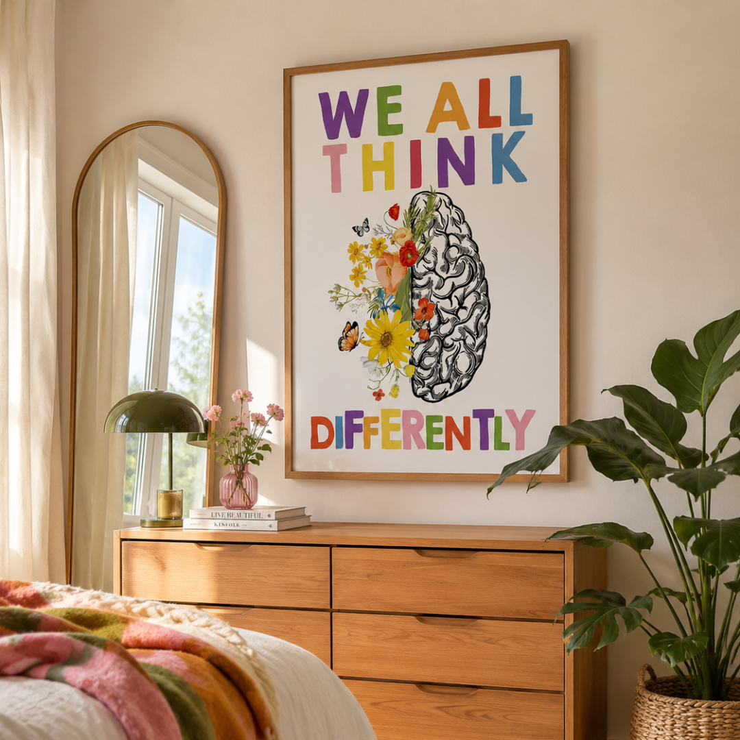 We All Think Differently Botanical Brain Canvas Print