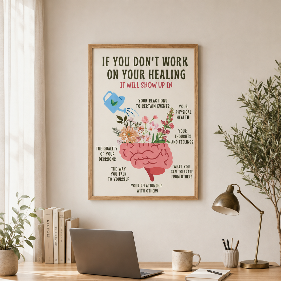 Work on Your Healing Floral Brain Canvas Print