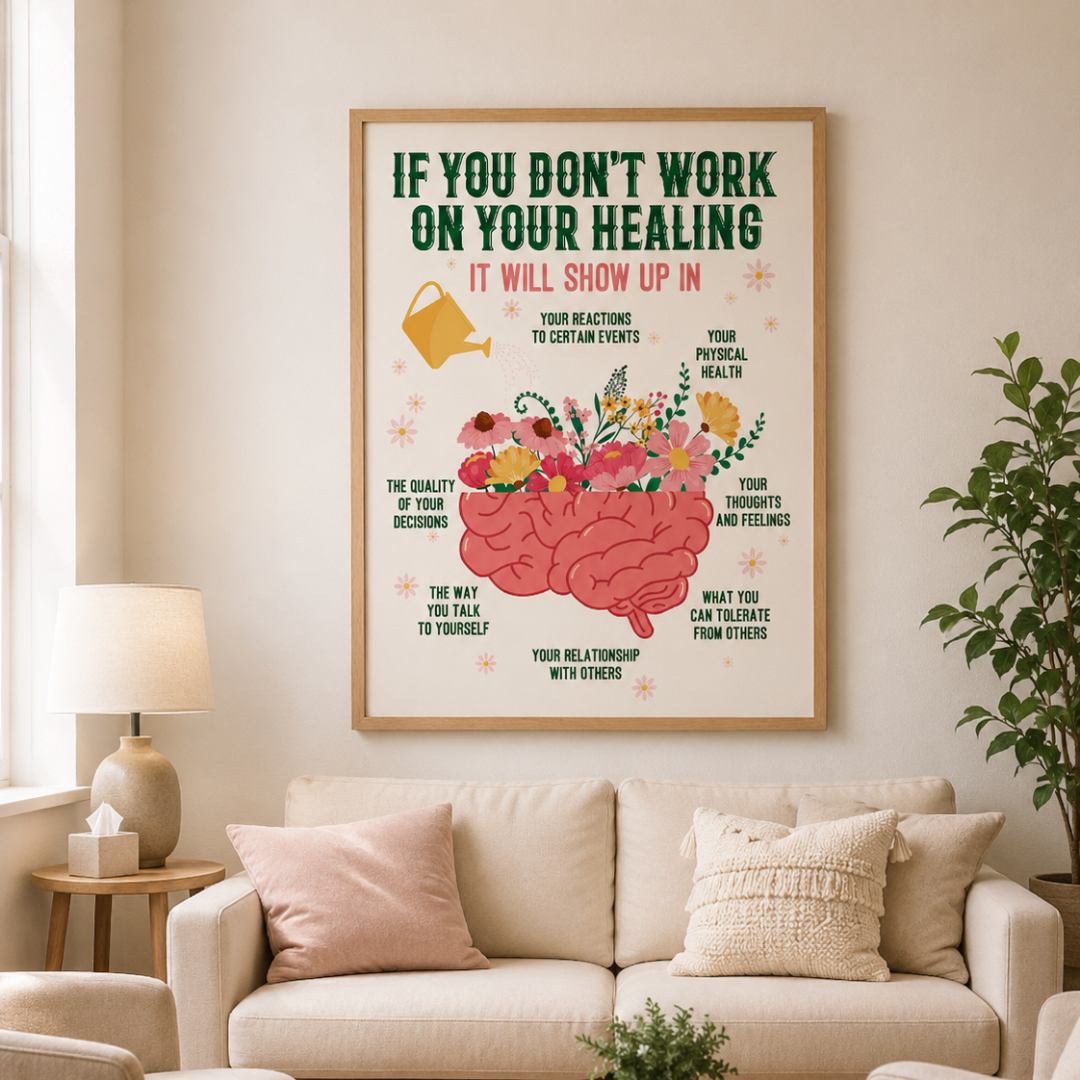 Healing Journey Floral Brain Quote Canvas Print