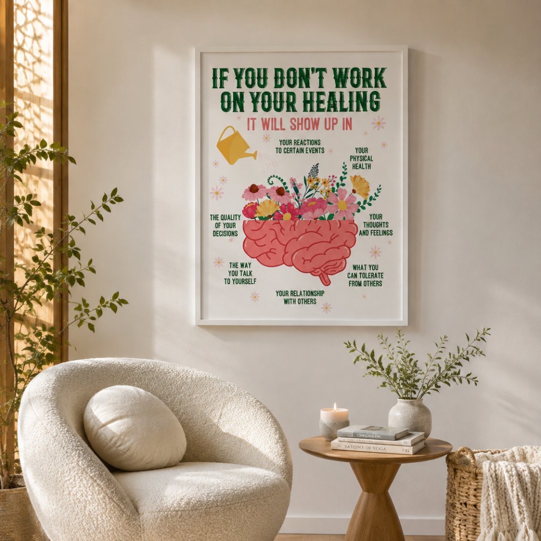 Healing Journey Floral Brain Quote Canvas Print
