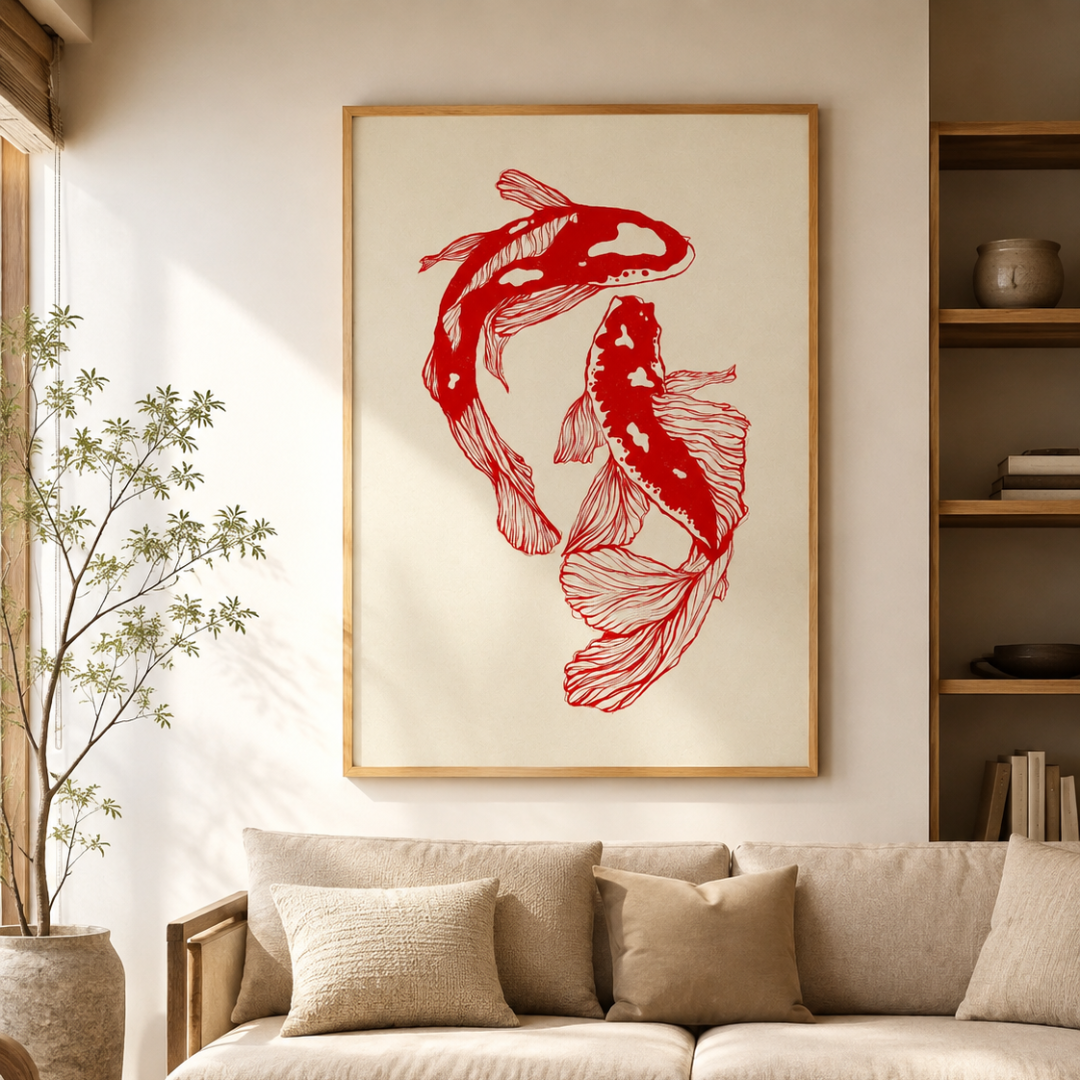 Japanese Red Koi Fish Canvas Print