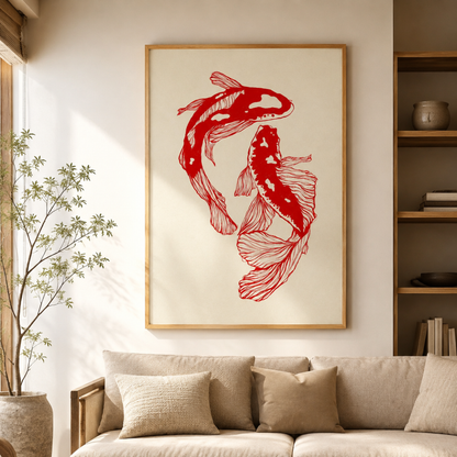 Japanese Red Koi Fish Canvas Print