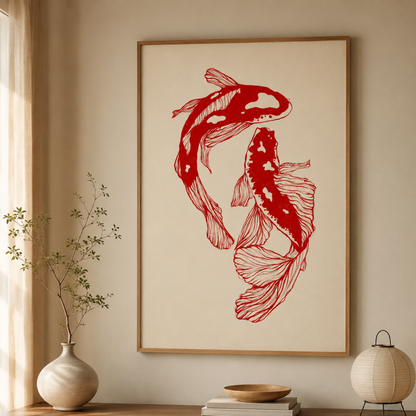 Japanese Red Koi Fish Canvas Print