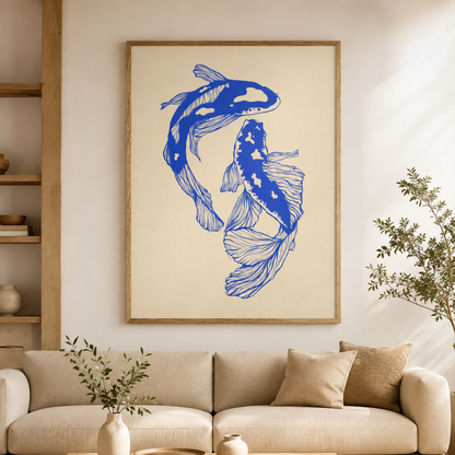 Japanese Blue Koi Fish Canvas Print