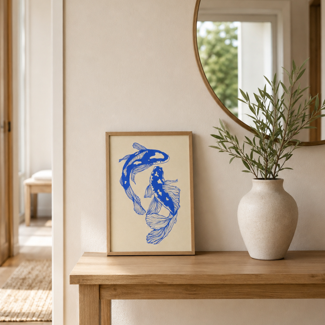 Japanese Blue Koi Fish Canvas Print
