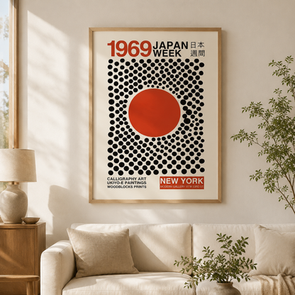 Japanese Red Sun Optical Canvas Print