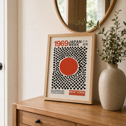 Japanese Red Sun Optical Canvas Print