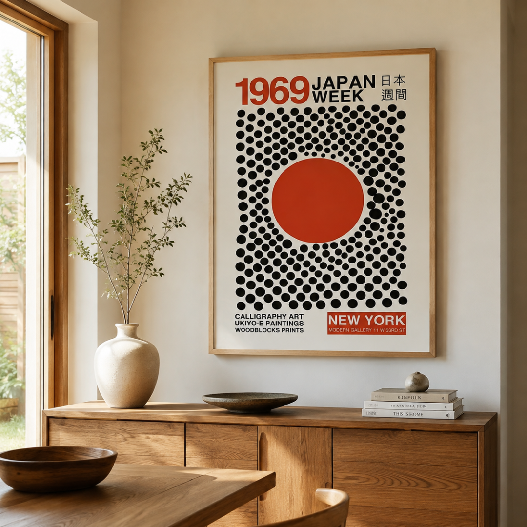 Japanese Red Sun Optical Canvas Print