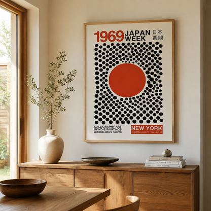 Japanese Red Sun Optical Canvas Print