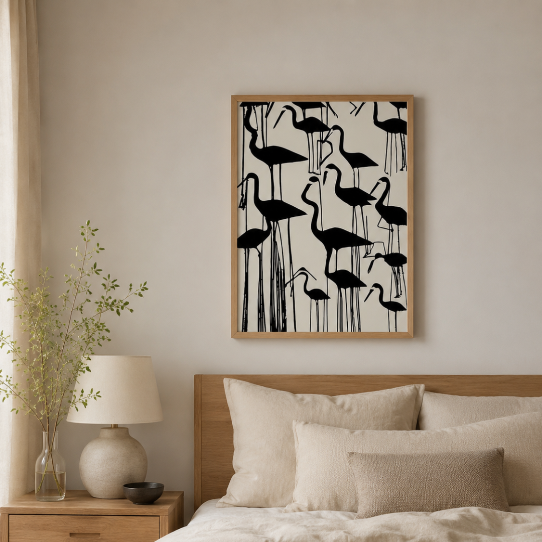 Japanese Crane Silhouette Canvas Print