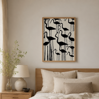 Japanese Crane Silhouette Canvas Print
