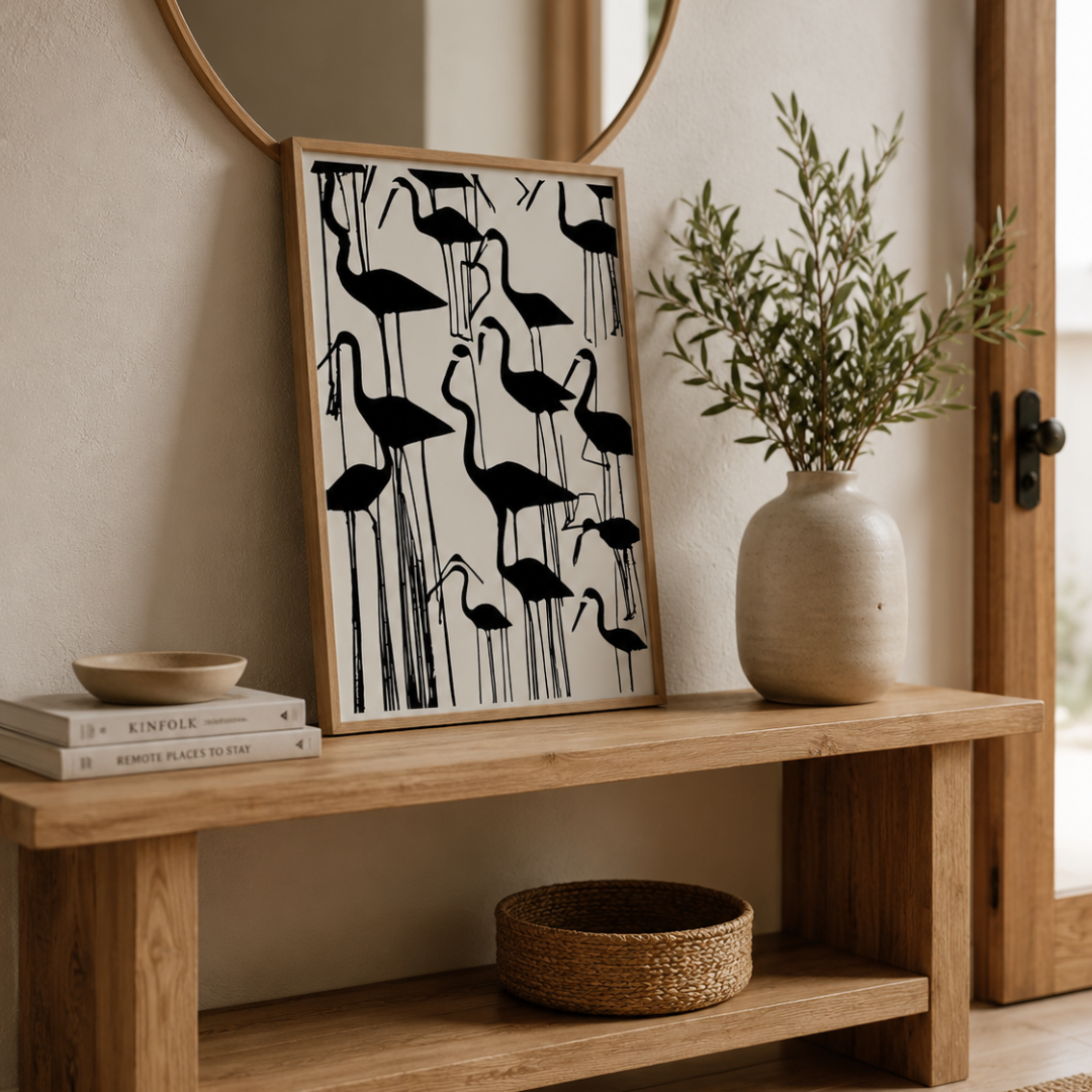Japanese Crane Silhouette Canvas Print