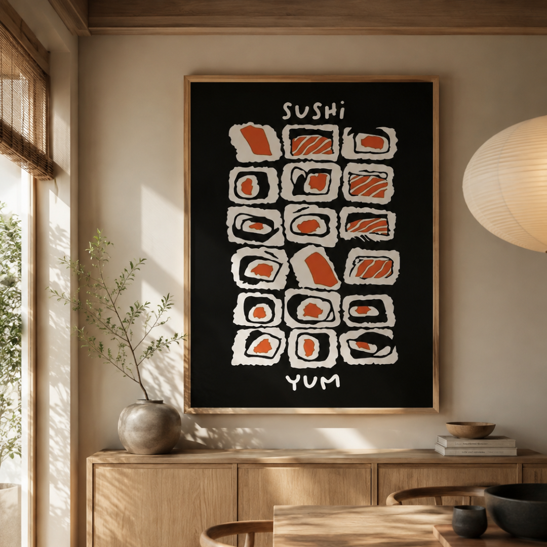Japanese Sushi Illustration Canvas Print