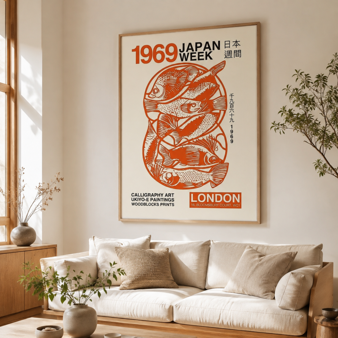 Japanese Orange Fish Exhibition Canvas Print