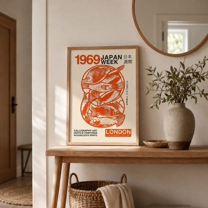 Japanese Orange Fish Exhibition Canvas Print