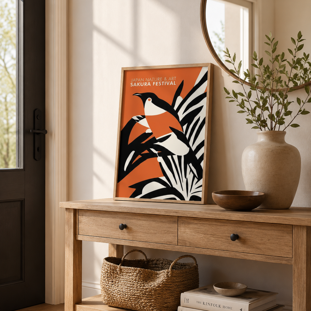 Japanese Sakura Festival Bird Canvas Print