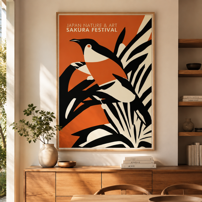 Japanese Sakura Festival Bird Canvas Print