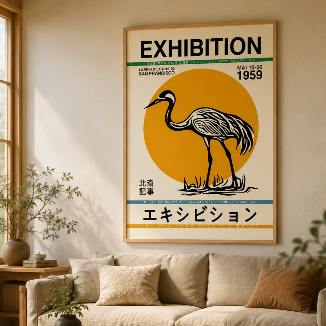Japanese Crane Exhibition Canvas Print