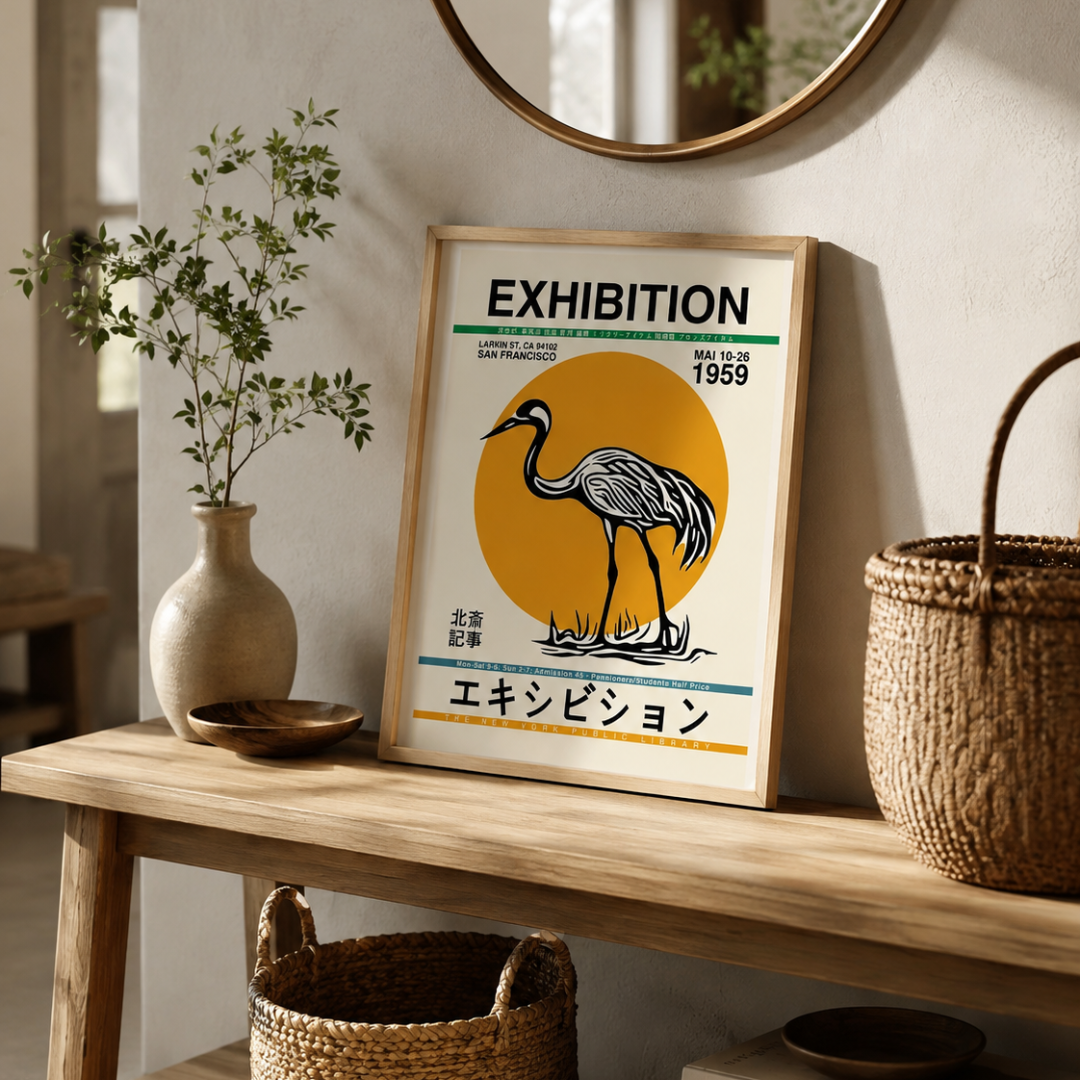 Japanese Crane Exhibition Canvas Print