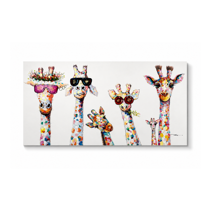 Cute Cartoon Giraffes Canvas Print