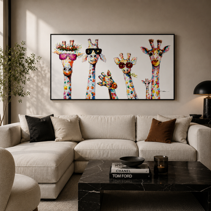 Cute Cartoon Giraffes Canvas Print