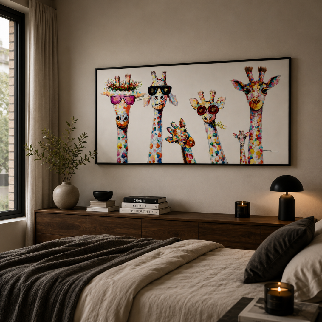 Cute Cartoon Giraffes Canvas Print