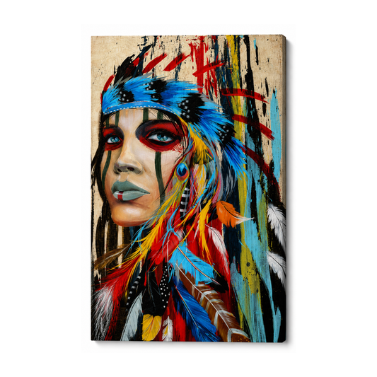 Pop Art Woman with Feather Canvas Print