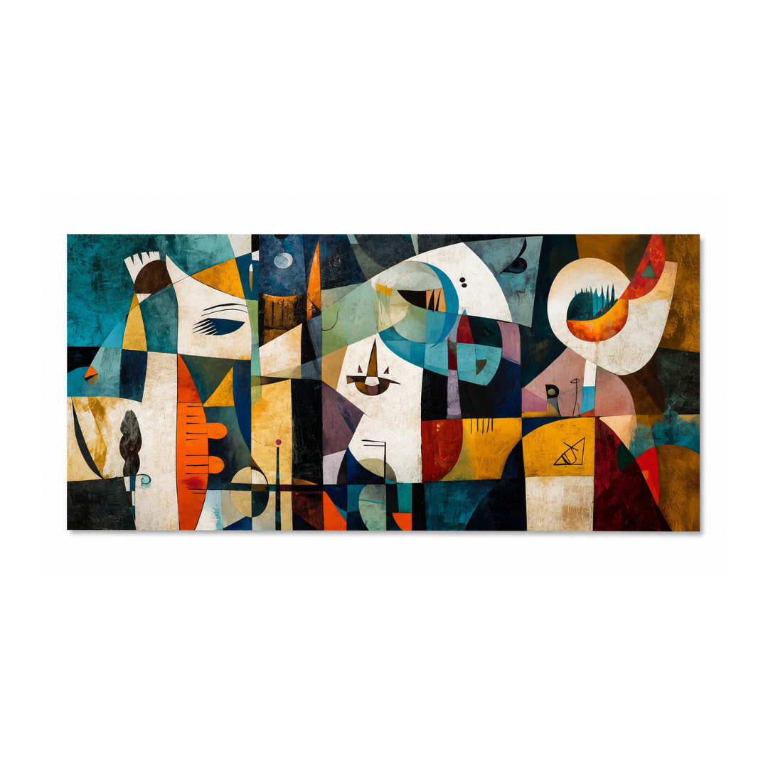 Colorful Boho Geometric Patchwork Face Canvas Print