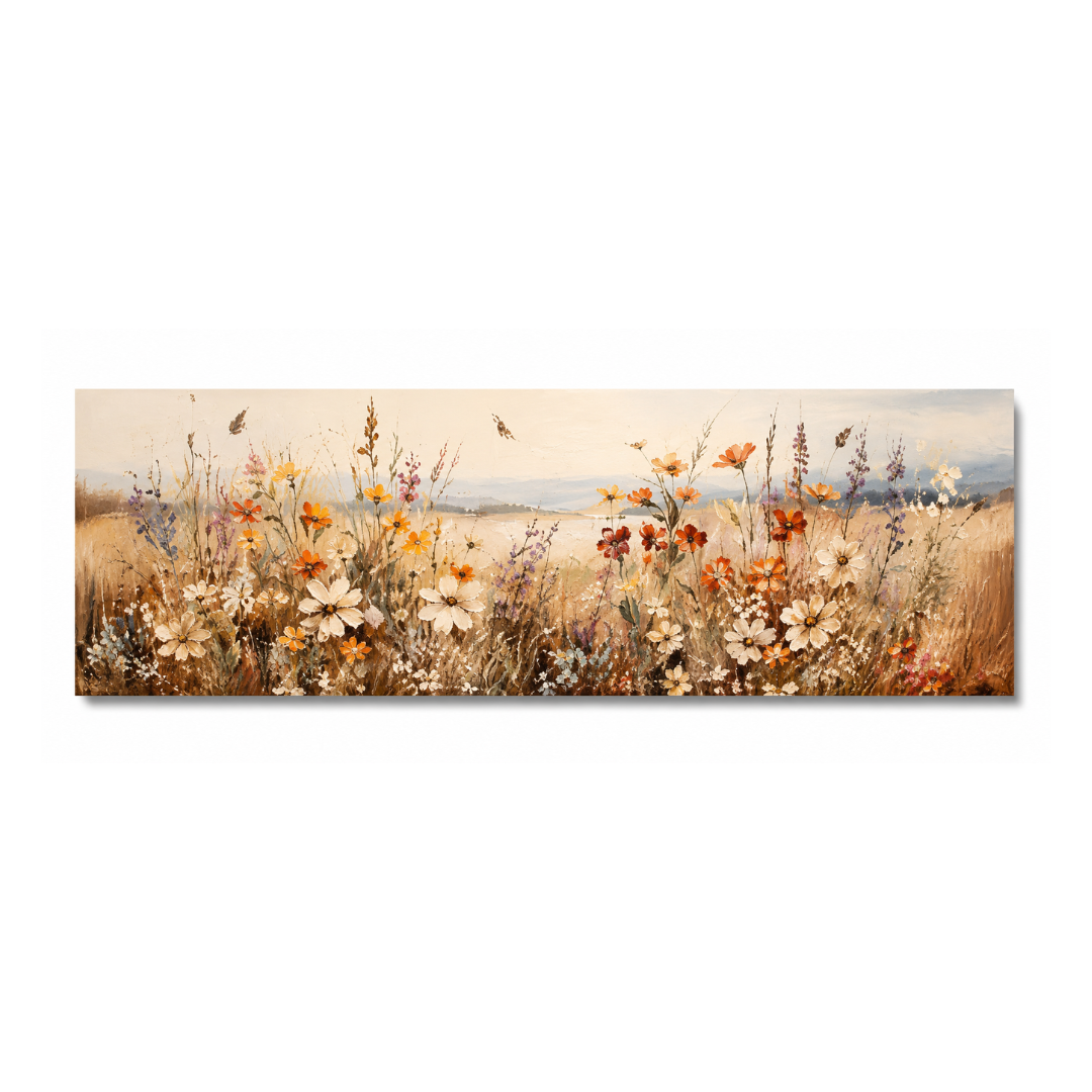 Retro Wildflowers Rustic Farmhouse Canvas Print