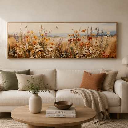 Retro Wildflowers Rustic Farmhouse Canvas Print