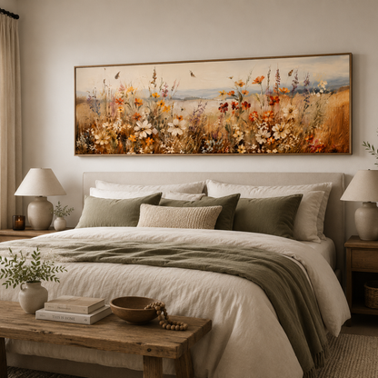 Retro Wildflowers Rustic Farmhouse Canvas Print