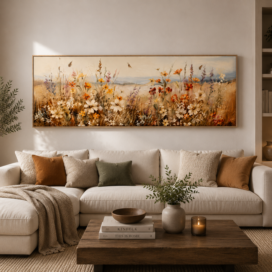 Retro Wildflowers Rustic Farmhouse Canvas Print