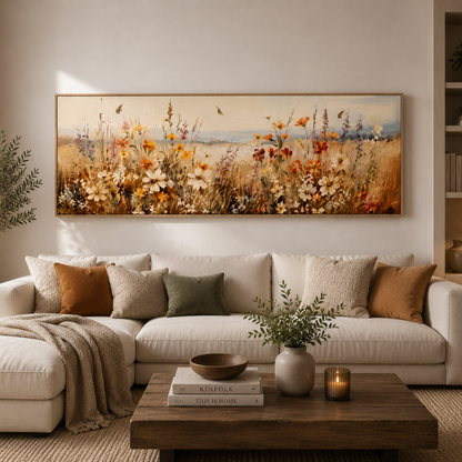 Retro Wildflowers Rustic Farmhouse Canvas Print