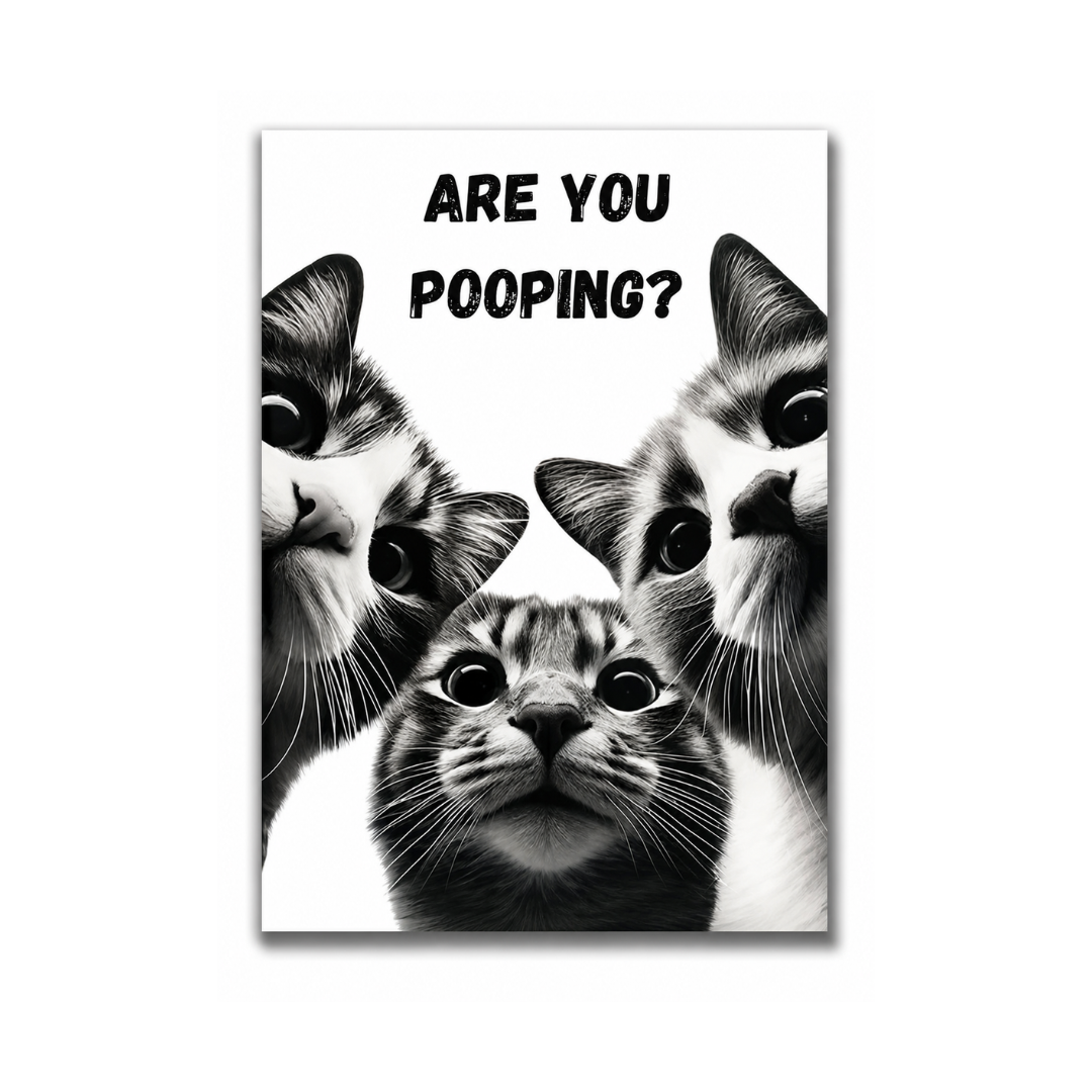 “Are You Pooping?” Funny Cat Bathroom Canvas