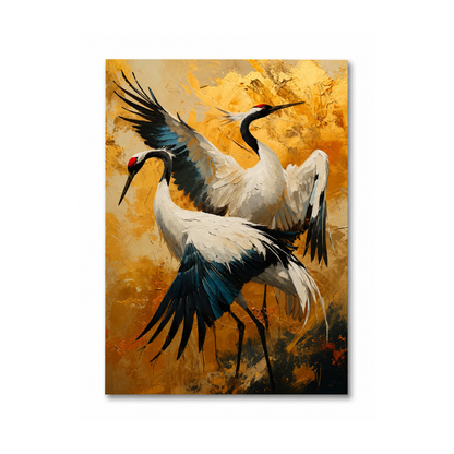 Two Cranes Art Deco Canvas Print