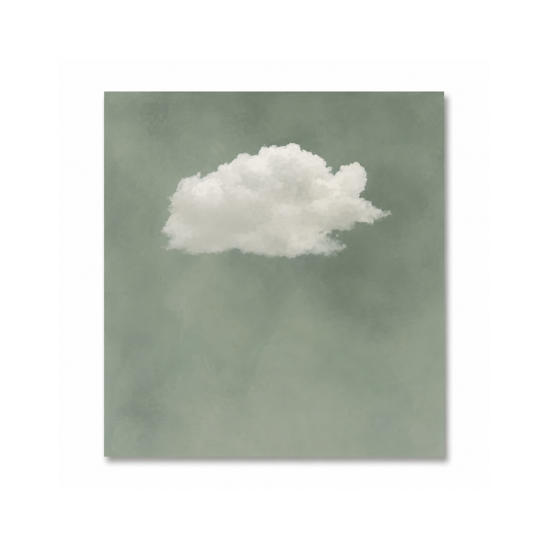 Sage Green Cloud Abstract Square Canvas Print