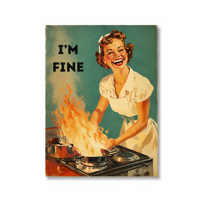 Retro 50s Housewife Cooking Cartoon Canvas