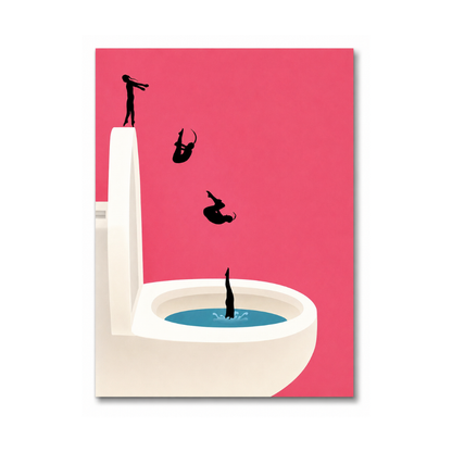Vintage Pink Dive Bathroom Canvas Print
