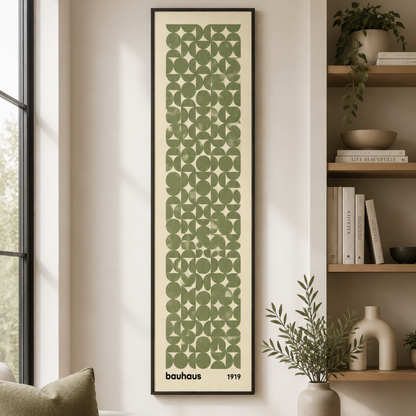 Sage Green Bauhaus Long-Narrow Canvas