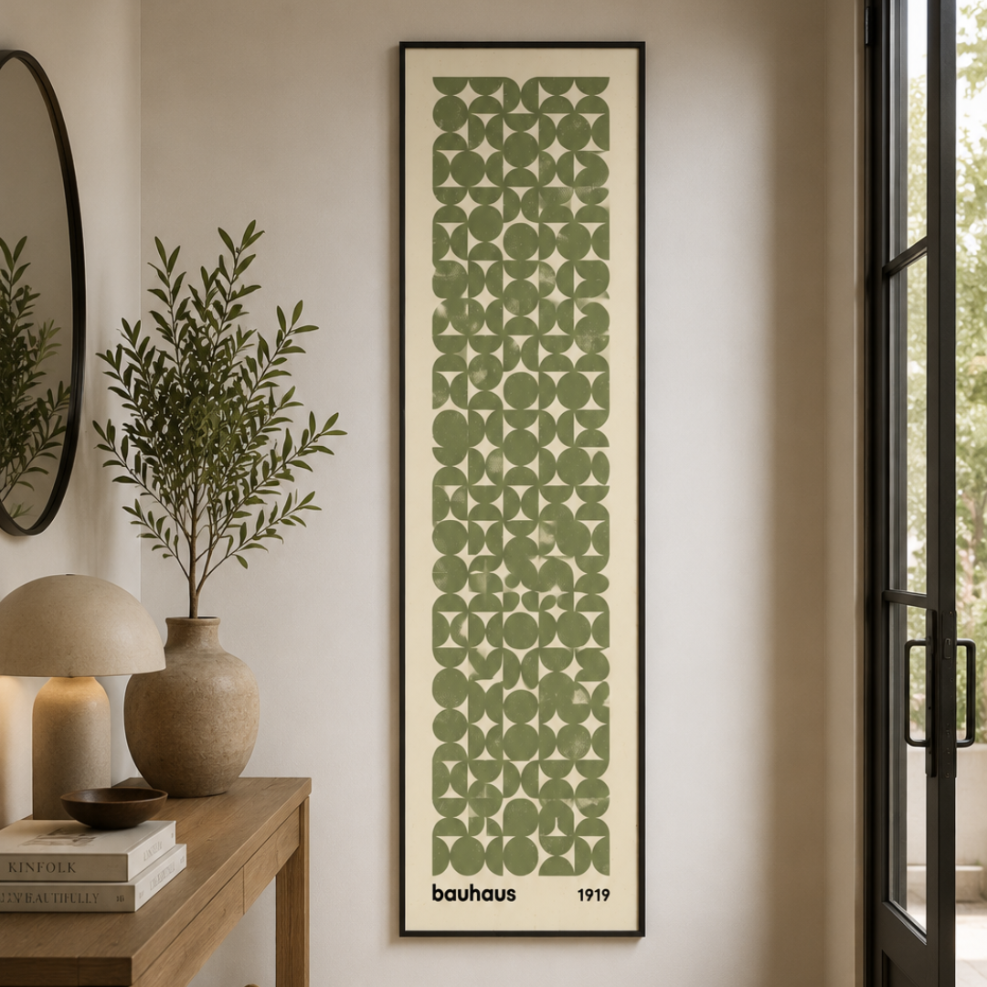 Sage Green Bauhaus Long-Narrow Canvas