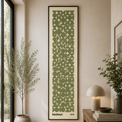 Sage Green Bauhaus Long-Narrow Canvas
